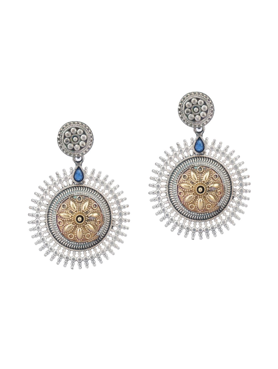 dual tone brass earrings - 19768569 -  Standard Image - 1