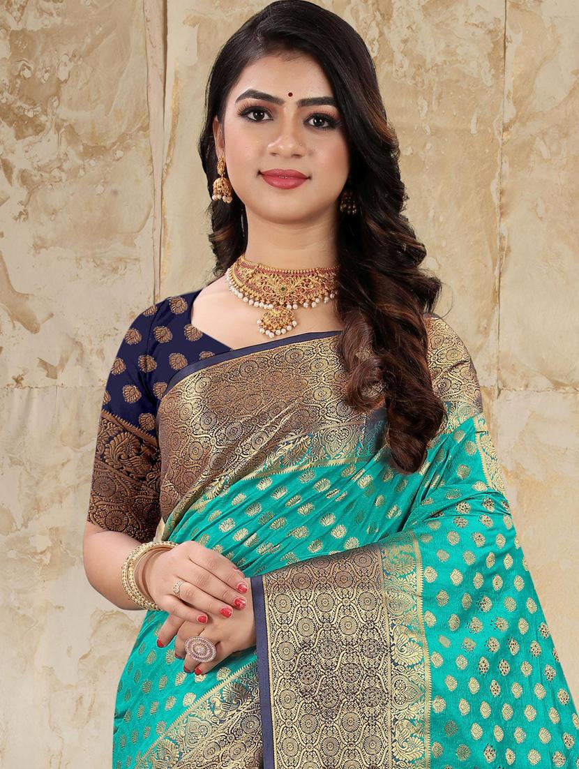 self design zari work woven saree with blouse - 19771079 - Standard Image - 1