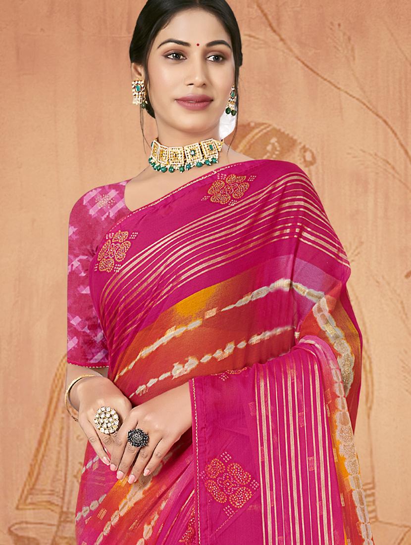 pink printed saree with blouse - 19771189 -  Standard Image - 1