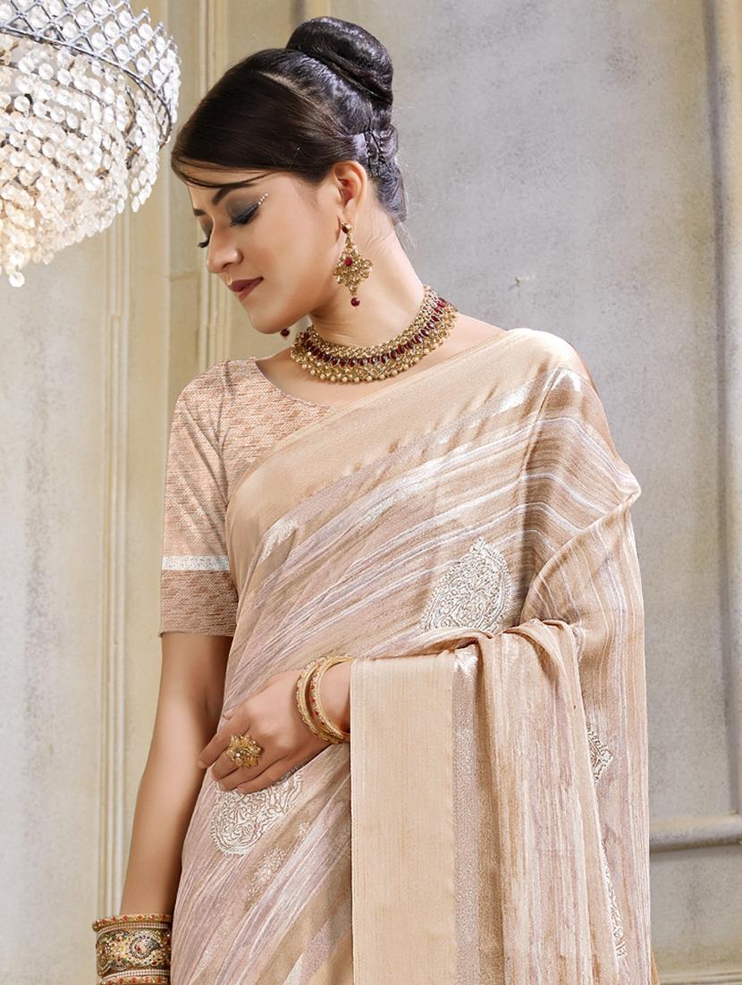 beige printed saree with blouse - 19771223 -  Standard Image - 1