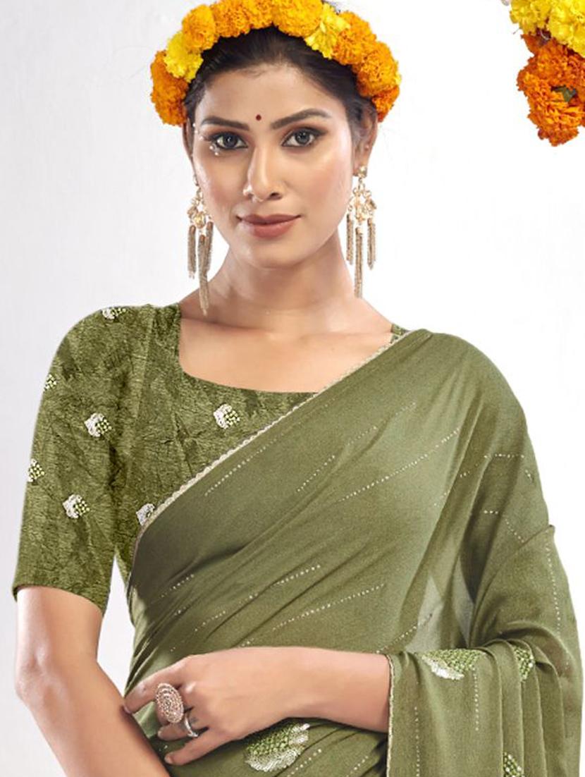 self design embroidered saree with blouse - 19771447 - Standard Image - 1