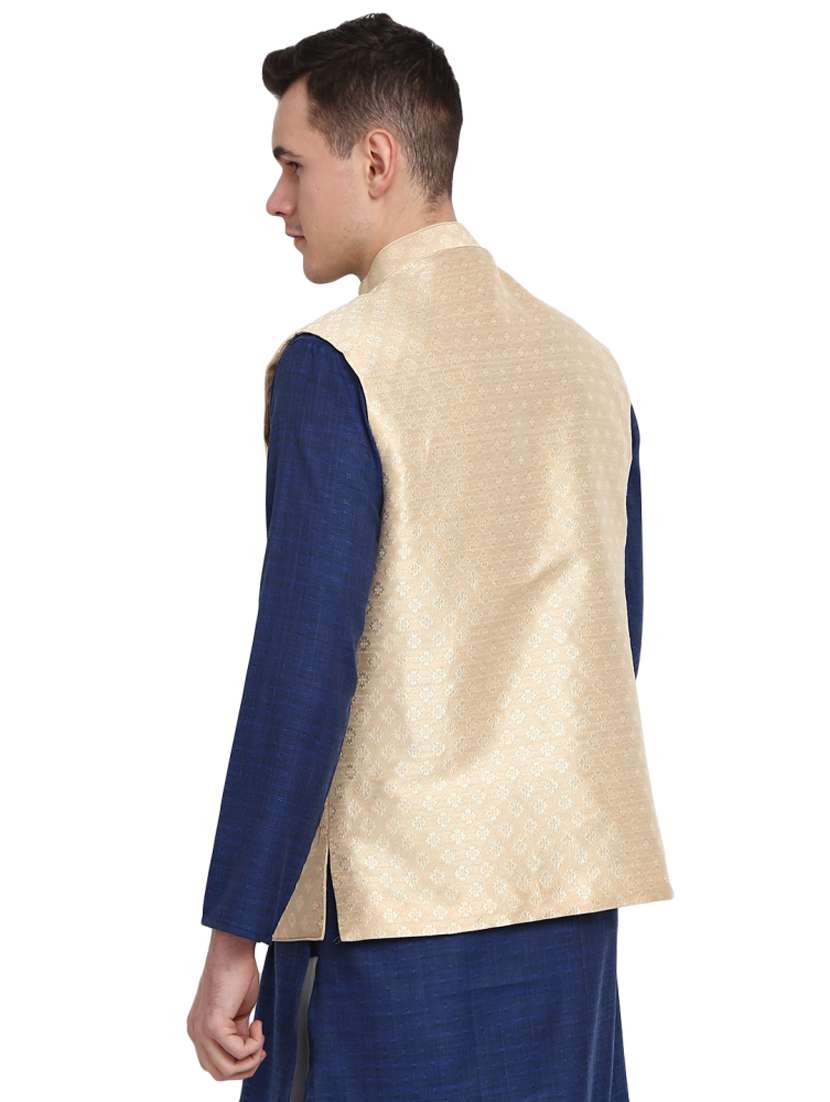 beige self design nehru jacket - 19771525 -  Standard Image - 1