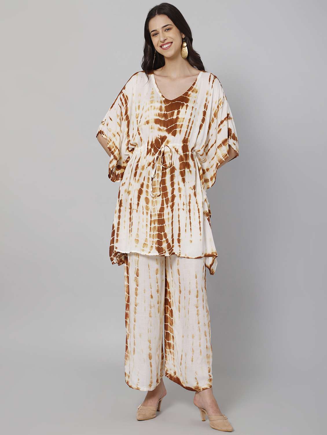 tie & dye kaftan and palazzo set