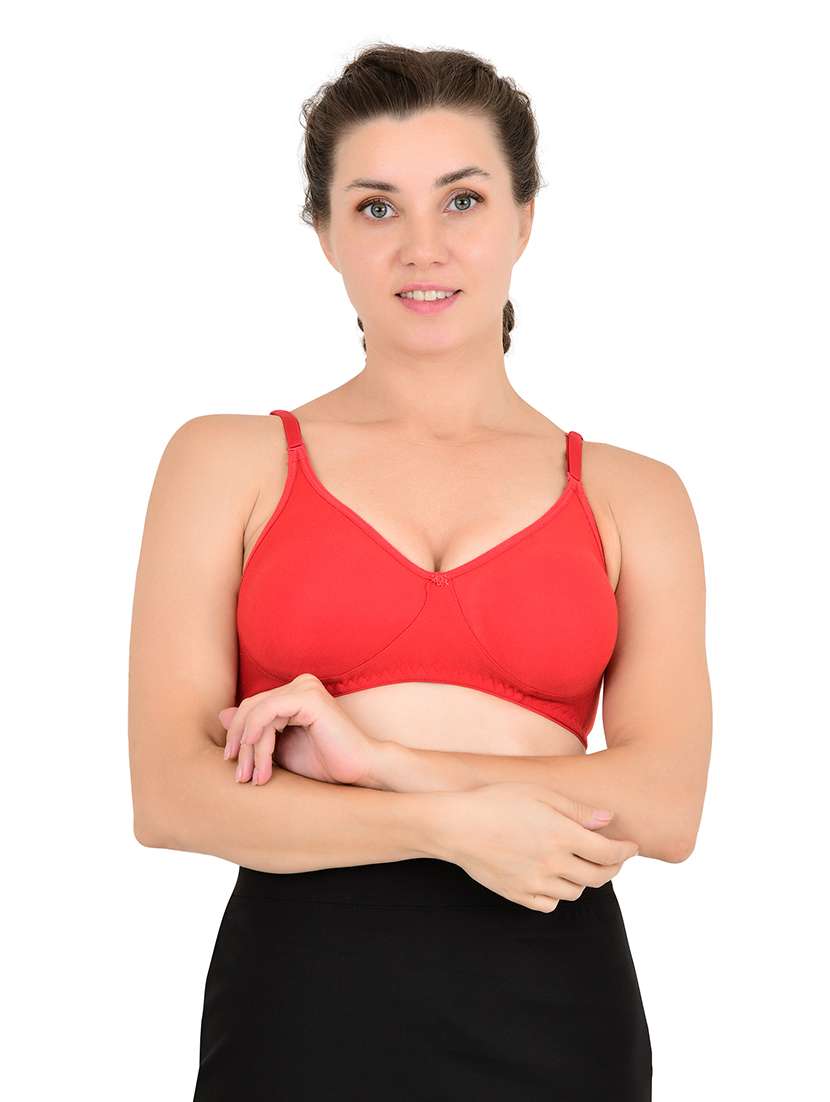 red cotton blend regular bra - 19772139 -  Standard Image - 1
