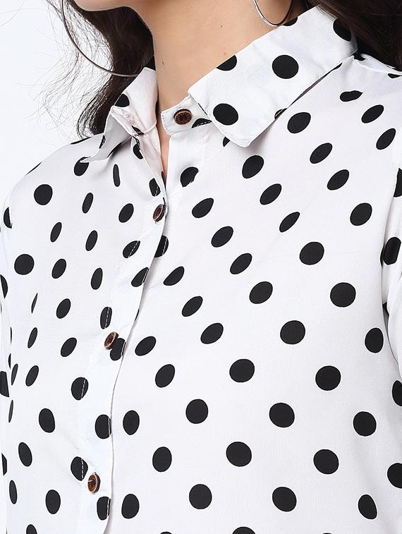 white polka dot crepe women's shirt - 19772485 - Standard Image - 4
