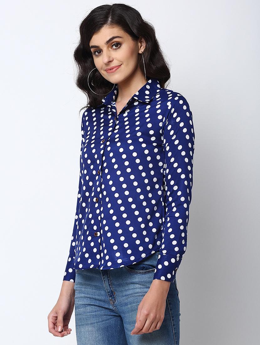 enchanted drapes blue polka dot crepe women's shirt - 19772486 -  Standard Image - 1