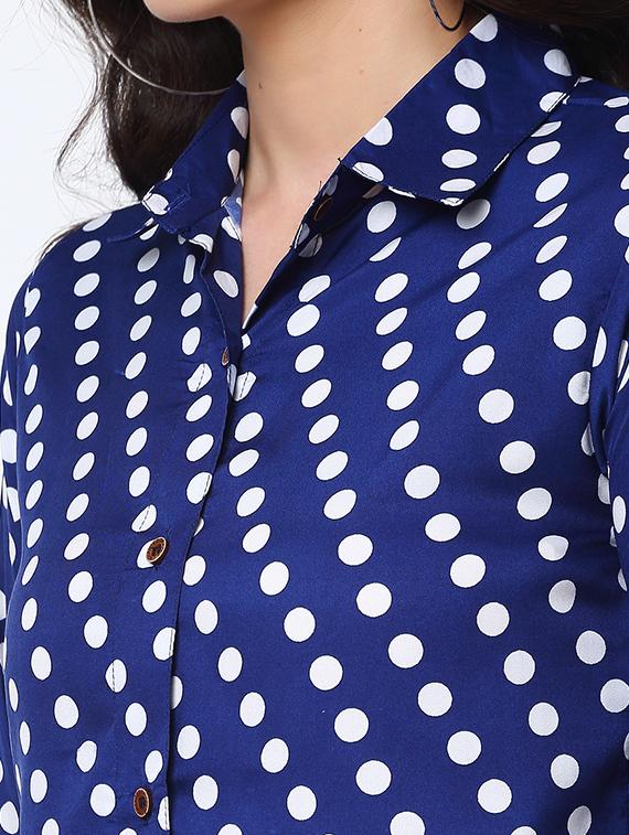 enchanted drapes blue polka dot crepe women's shirt - 19772486 - Standard Image - 4