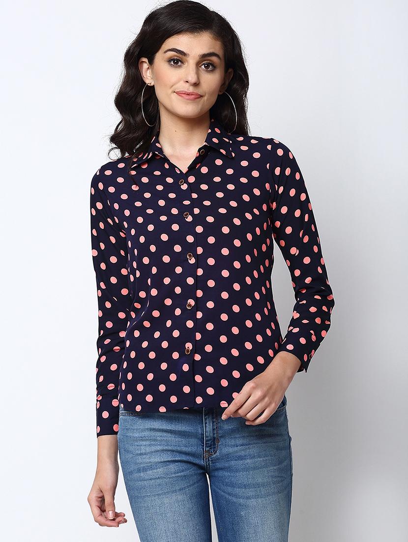 polka dots crepe regular shirt - 19772487 -  Zoom Image - 0
