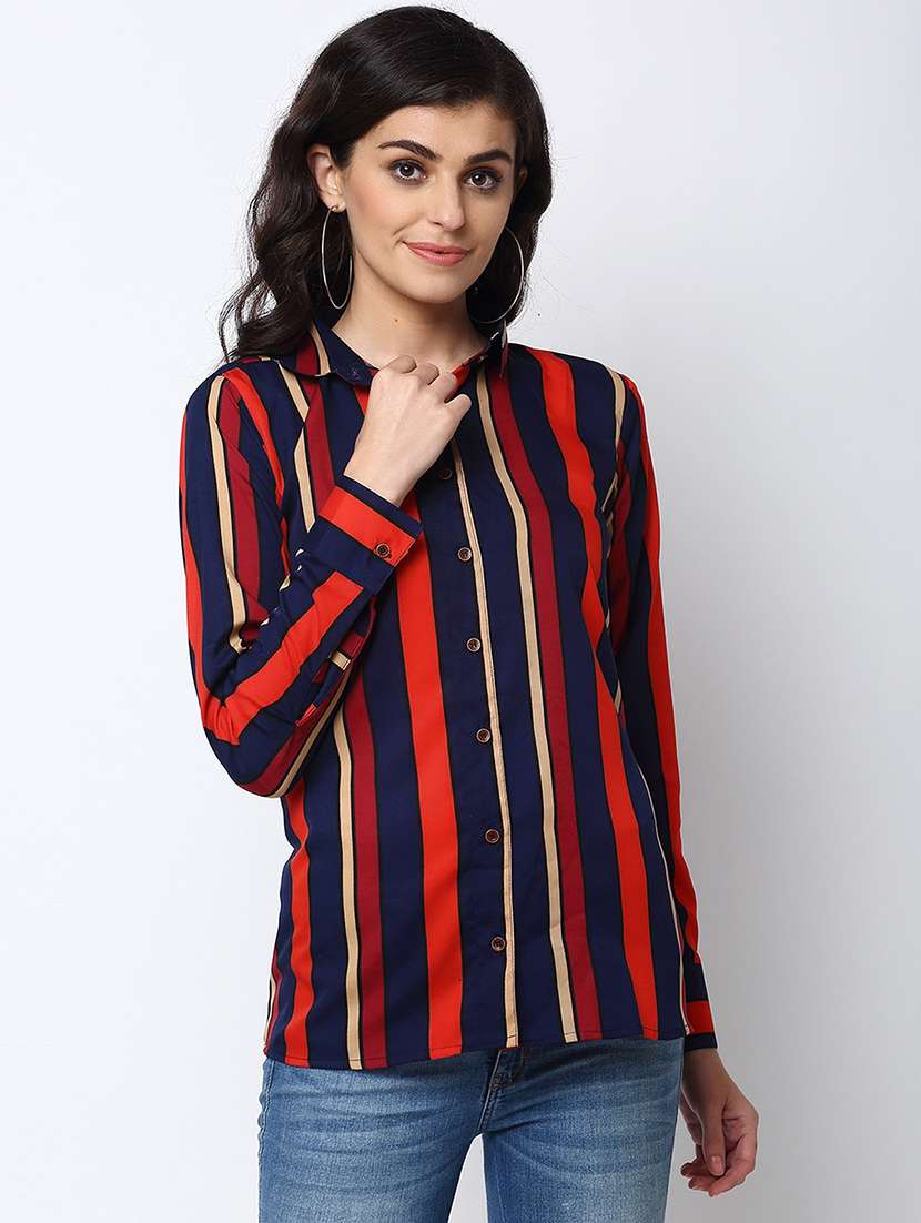 stripes crepe regular shirt
