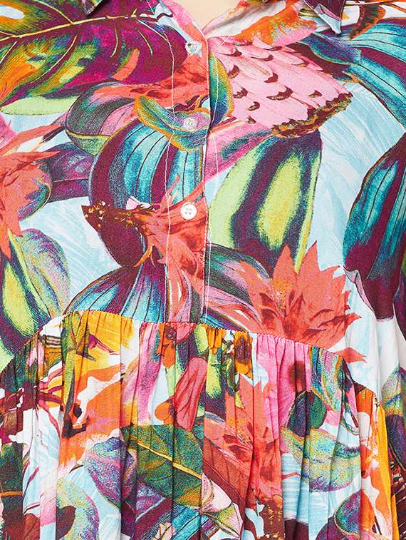 women's fit & flare tropical tiered dress - 19772519 -  Standard Image - 4