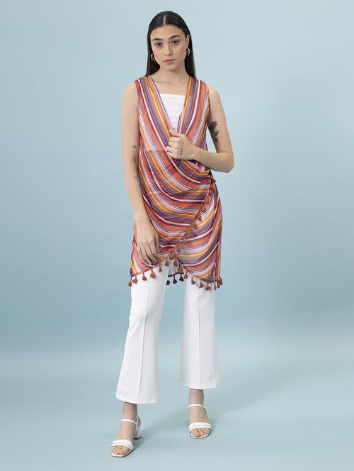 women's wrap striped dress - 19772528 - Standard Image - 0