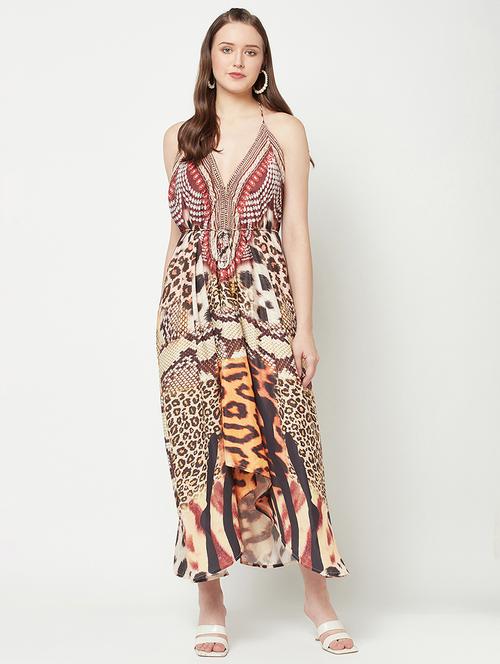 women's asymmetric animal print dress - 19772539 - Standard Image - 0