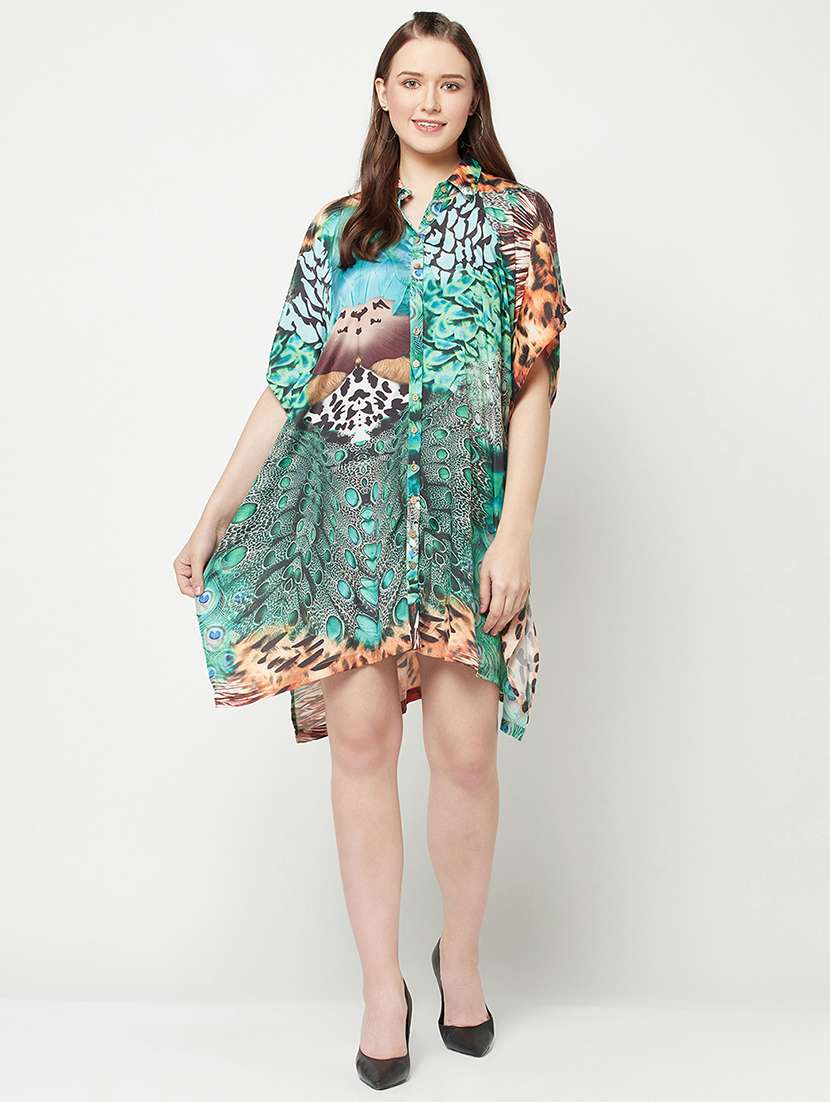 women's asymmetric printed dress