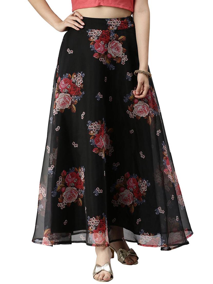black printed polyester straight skirt - 19772643 - Zoom Image - 0