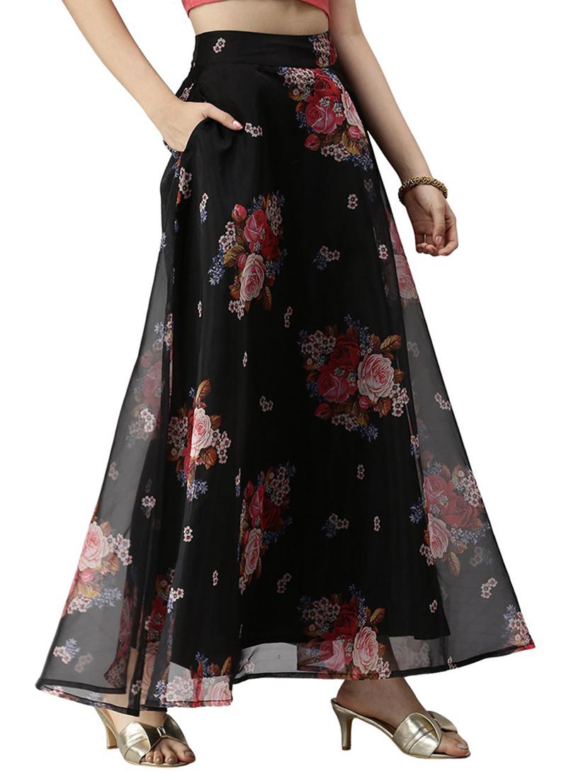 black printed polyester straight skirt - 19772643 -  Standard Image - 1