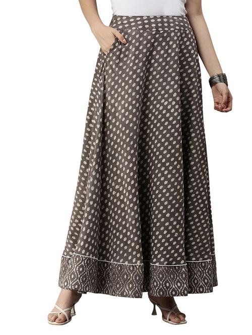 grey printed cotton straight skirt - 19772645 -  Standard Image - 0