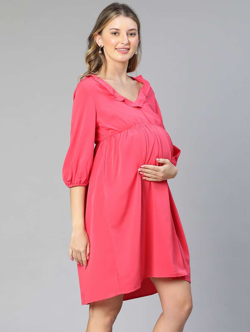 pink solid maternity wear - 19774988 -  Standard Image - 1
