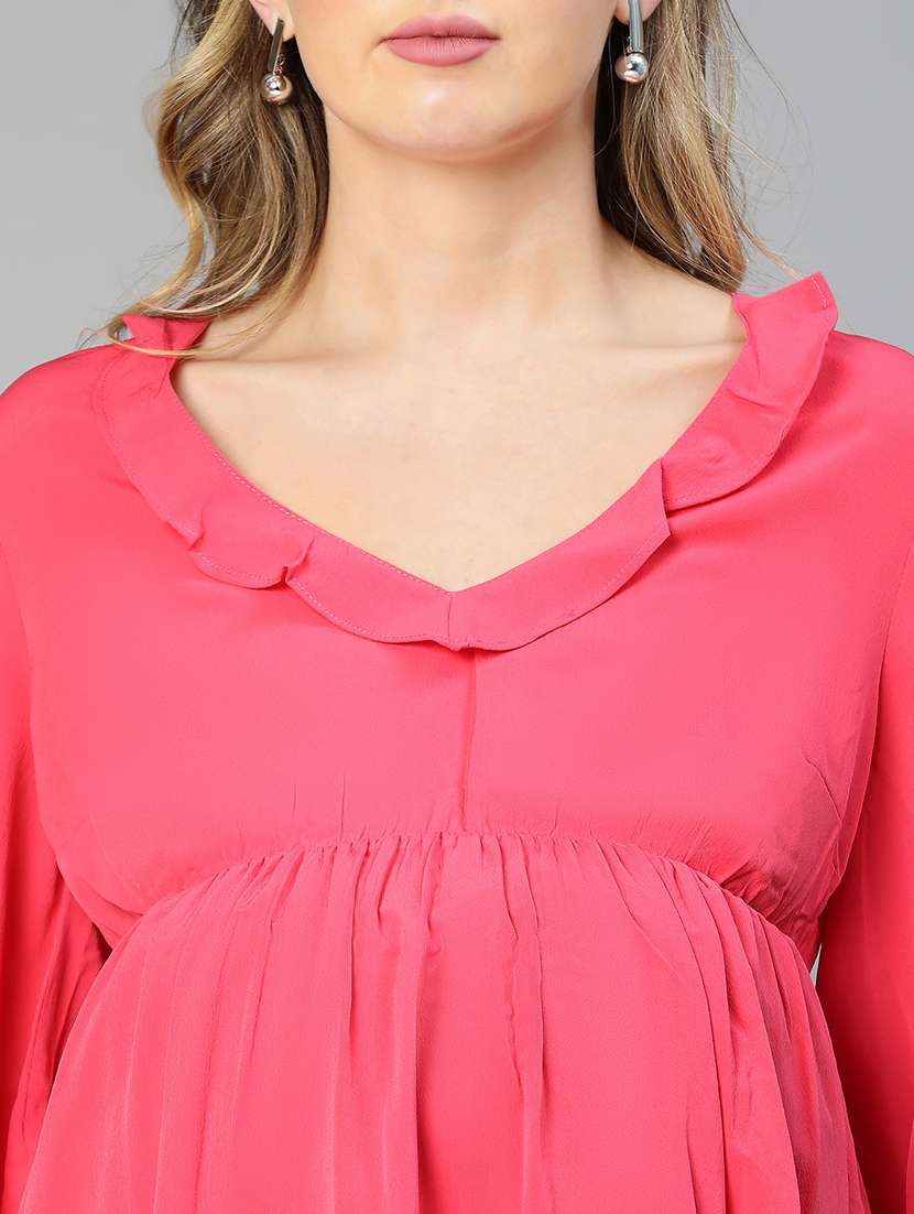 pink solid maternity wear - 19774988 -  Standard Image - 6