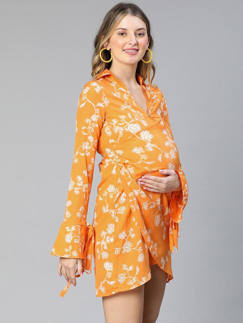 mustard floral maternity wear - 19774996 - Standard Image - 1
