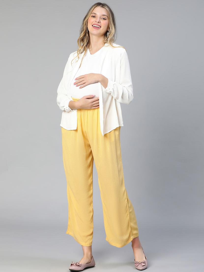 yellow solid maternity pant - 19774999 - Standard Image - 4