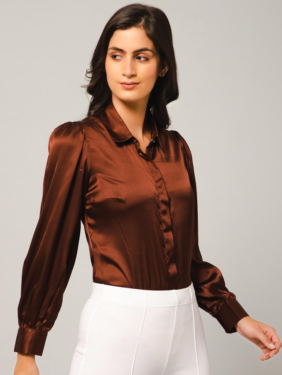 solids satin regular shirt - 19775867 - Standard Image - 1