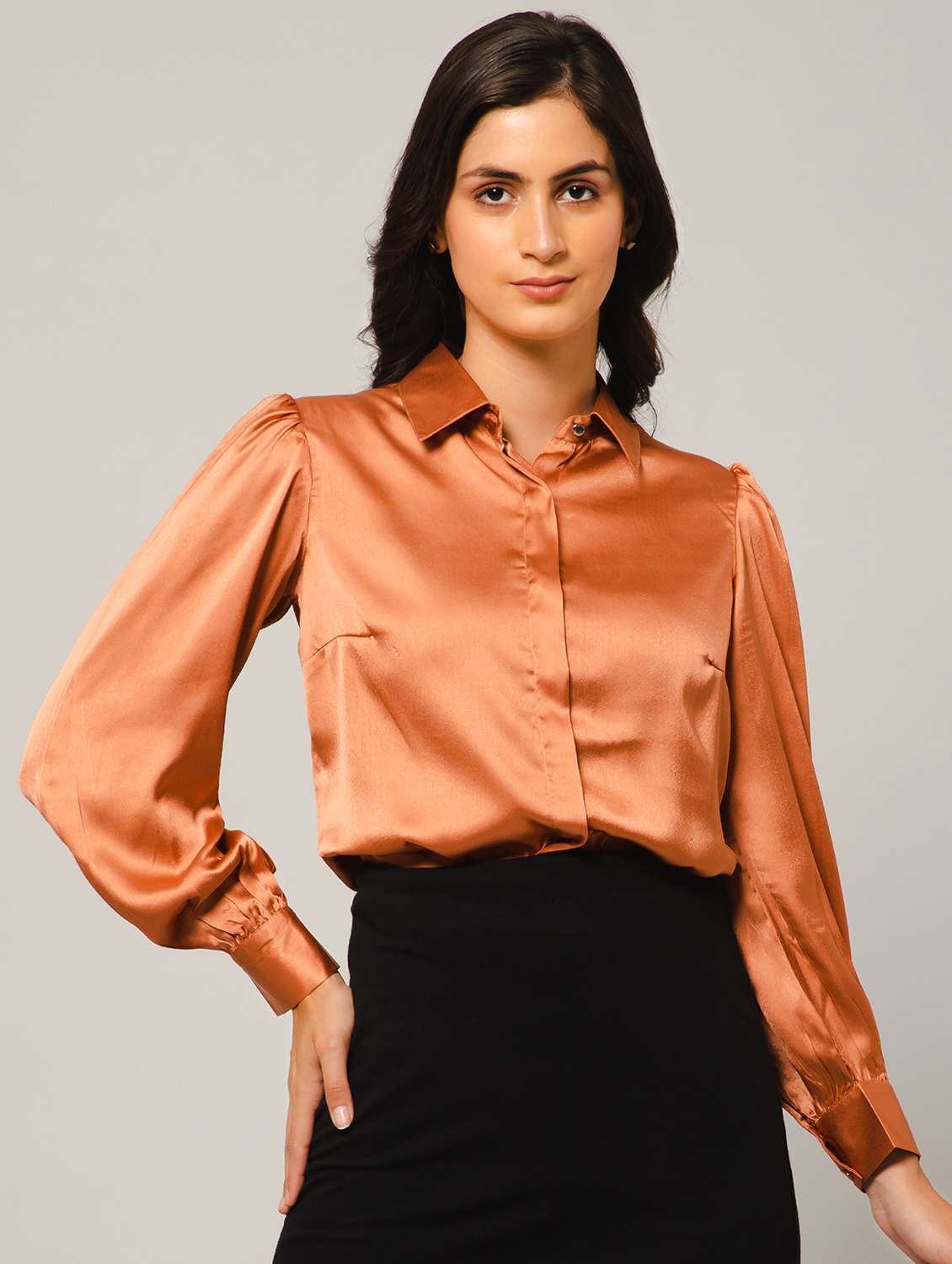 solids satin regular shirt