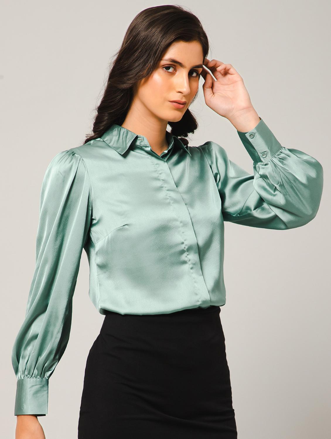 solids satin regular shirt - 19775872 - Standard Image - 1