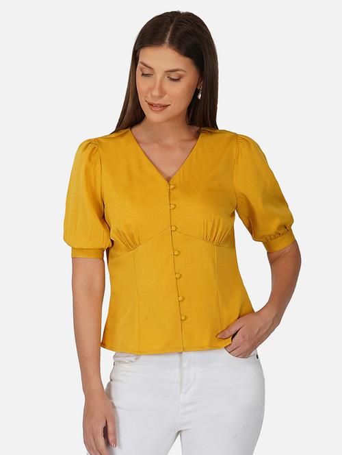 mustard polyester regular shirt - 19777897 - Standard Image - 0