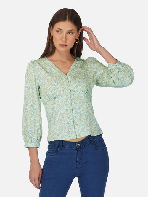 green printed regular shirt - 19777899 - Standard Image - 0