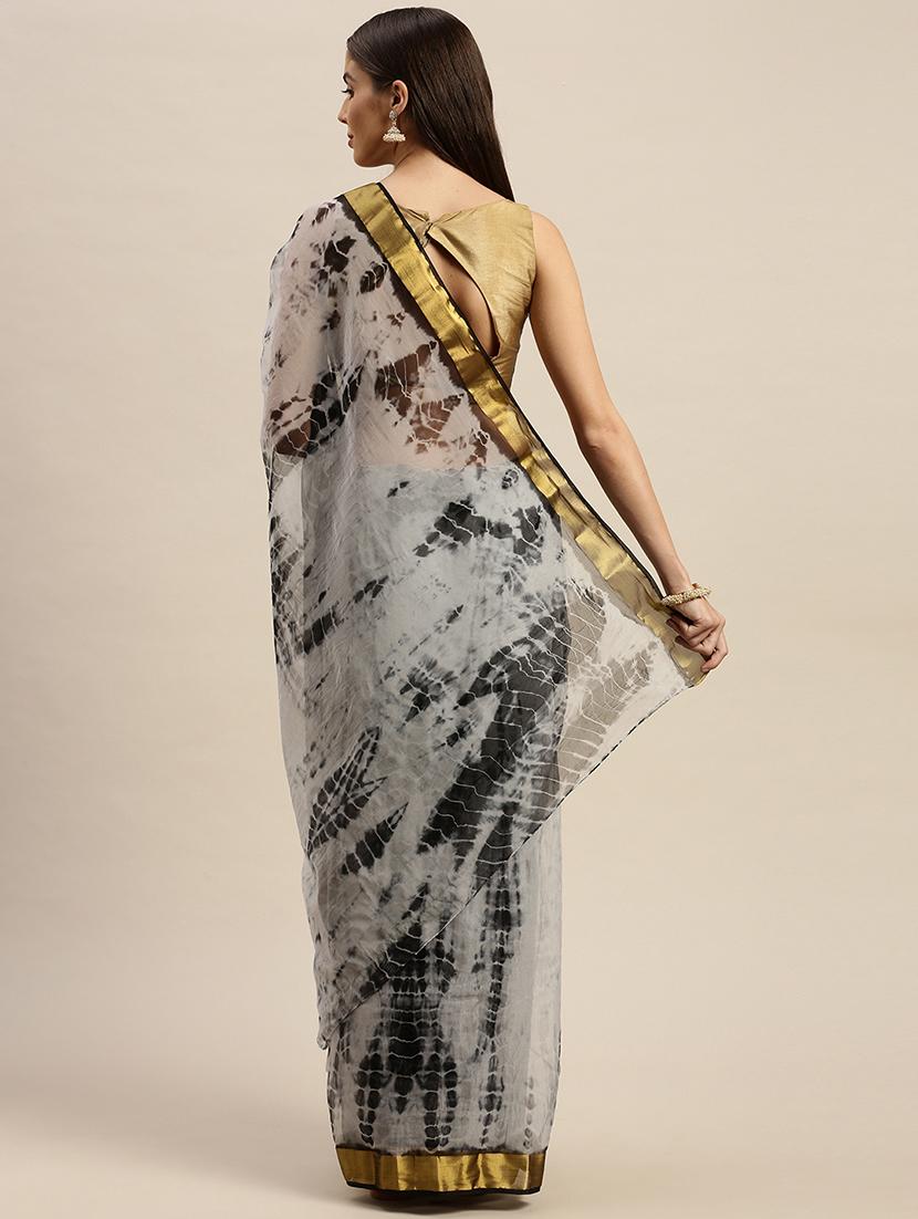 tie & dye saree set with blouse - 19777902 -  Standard Image - 1