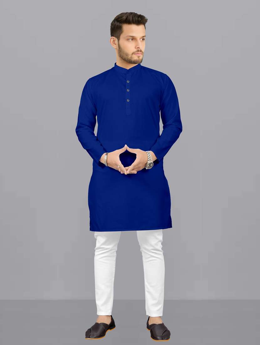 men solid mandarin neck long kurta