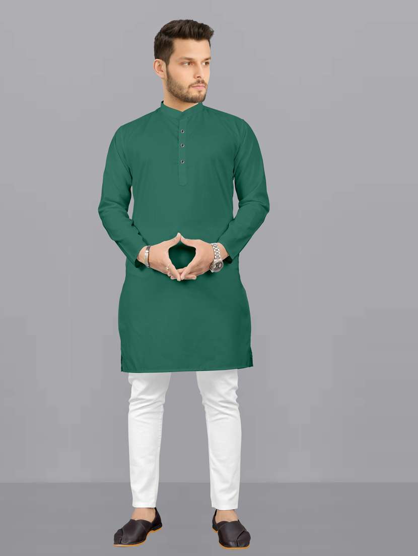 men solid mandarin neck long kurta