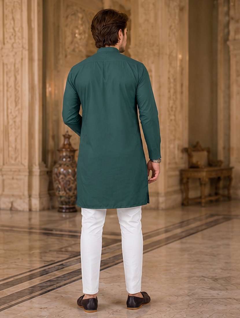 men solid mandarin neck long kurta - 19777935 -  Standard Image - 4