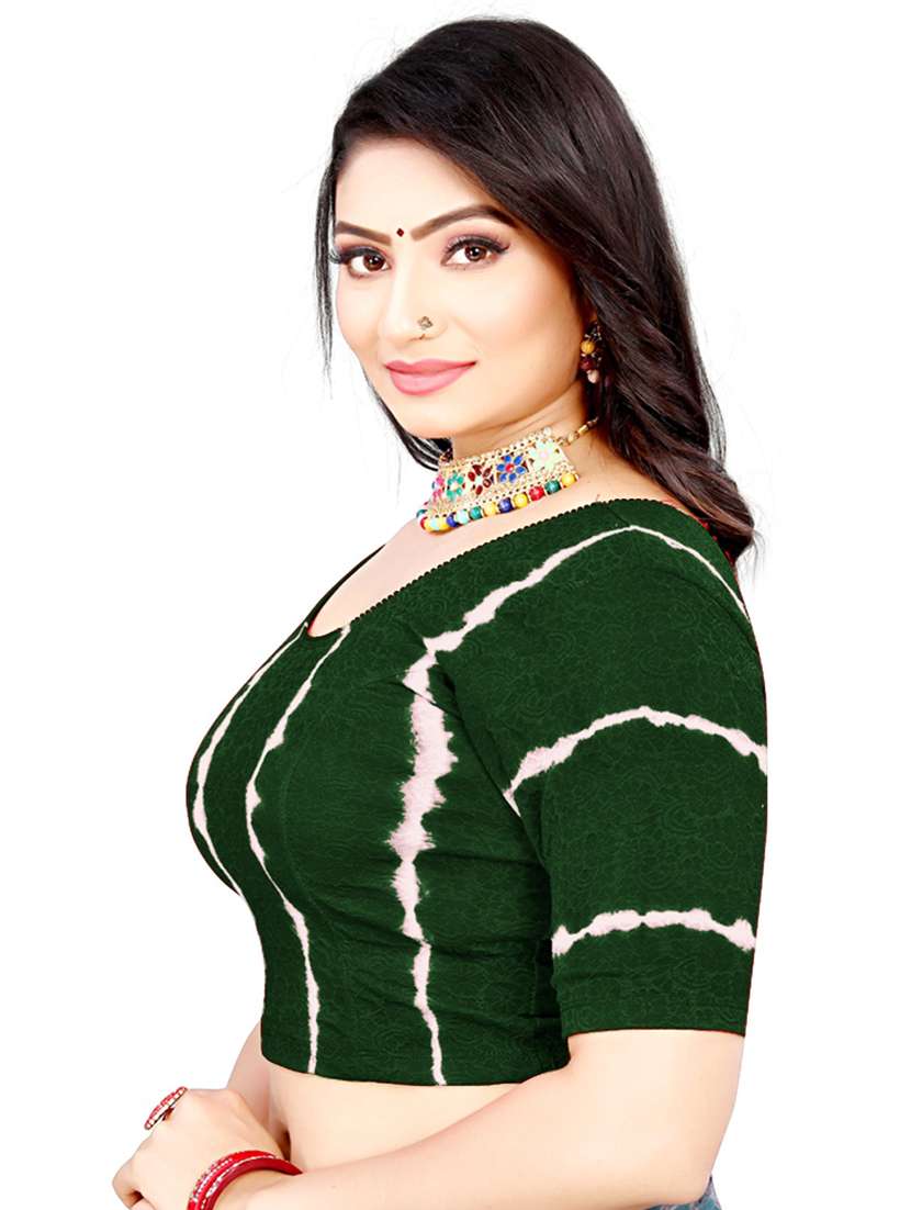 green cotton lycra printed blouse - 19778672 - Standard Image - 1