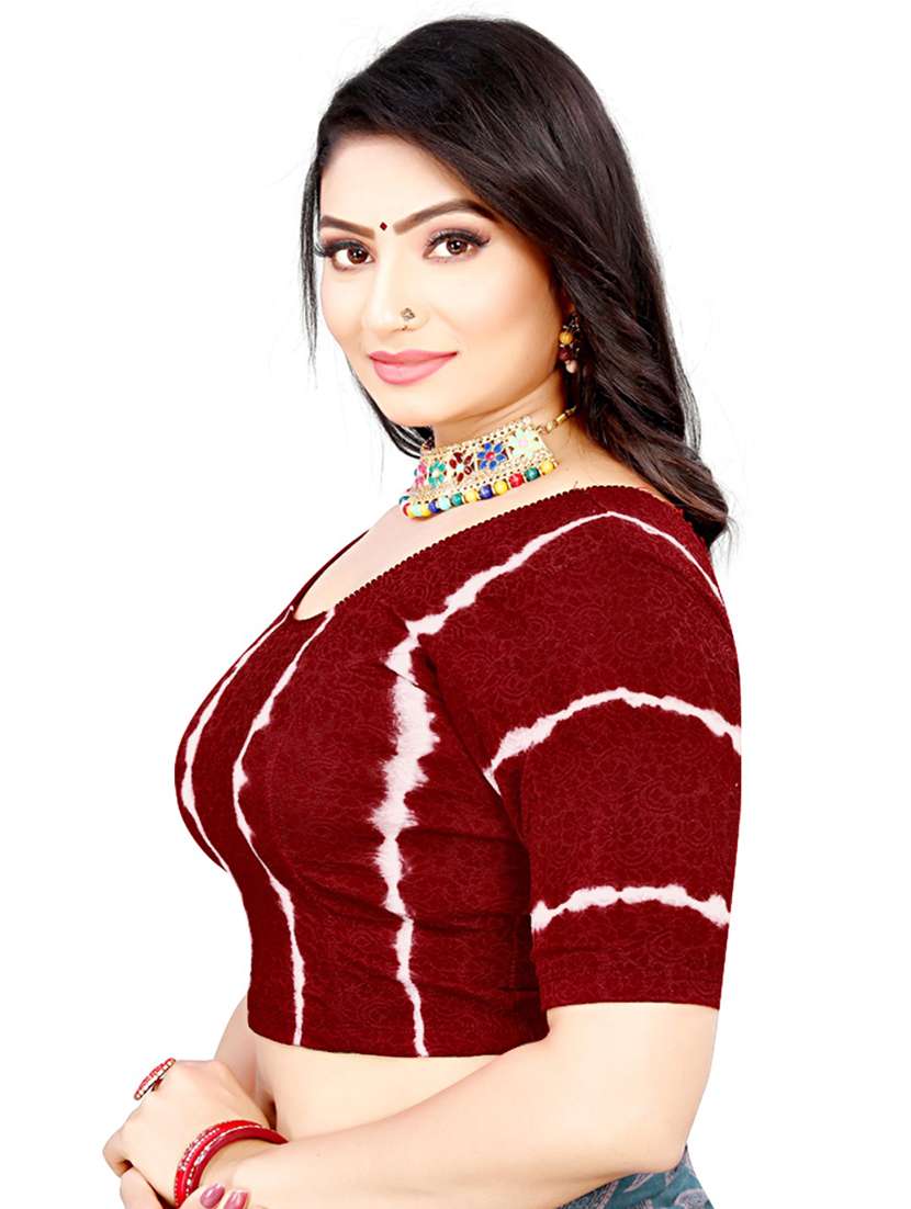 red cotton lycra printed blouse - 19778673 - Standard Image - 1