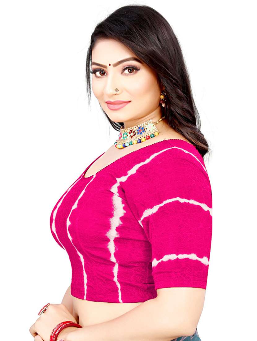 Pink Cotton Lycra Printed Blouse - 19778674 -  Standard Image - 1