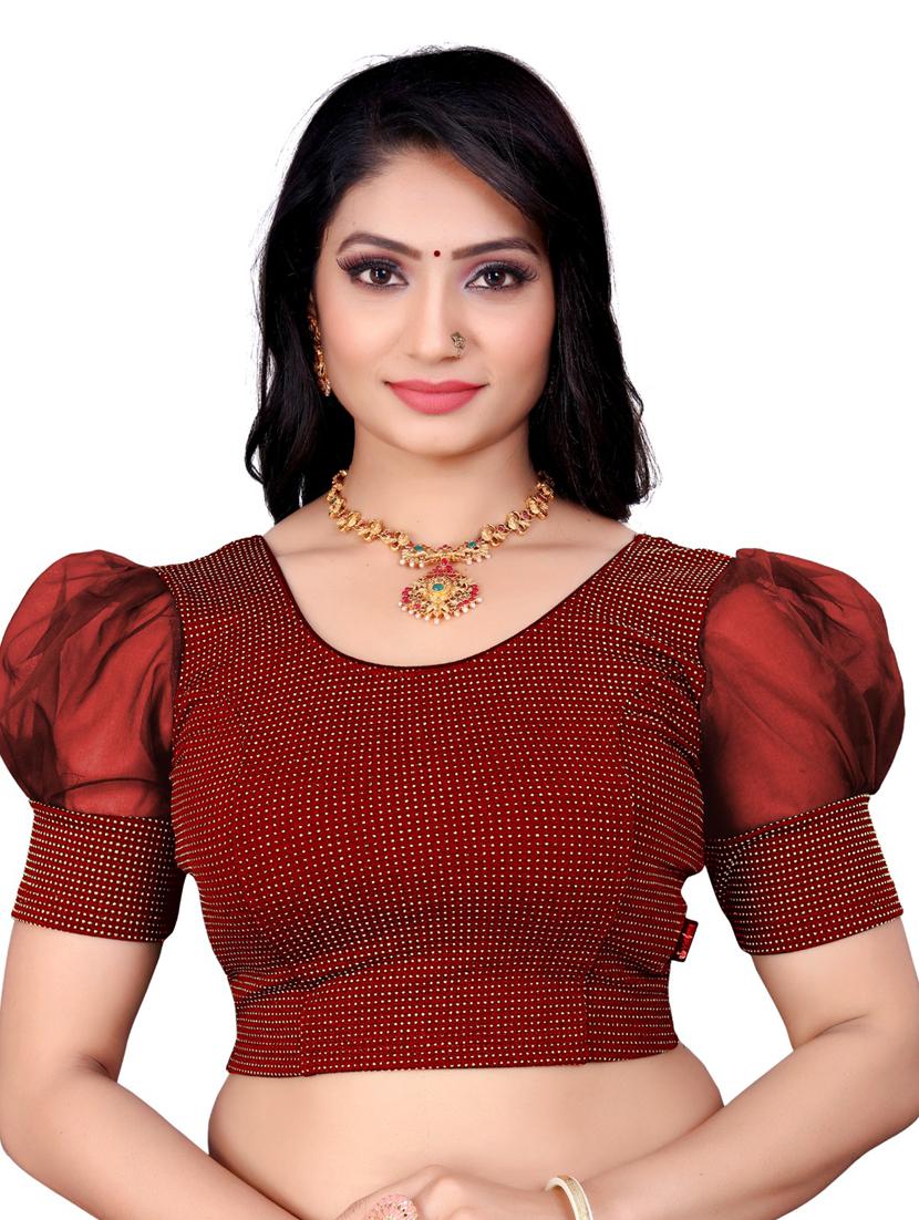 red dupion printed blouse - 19778679 -  Zoom Image - 0