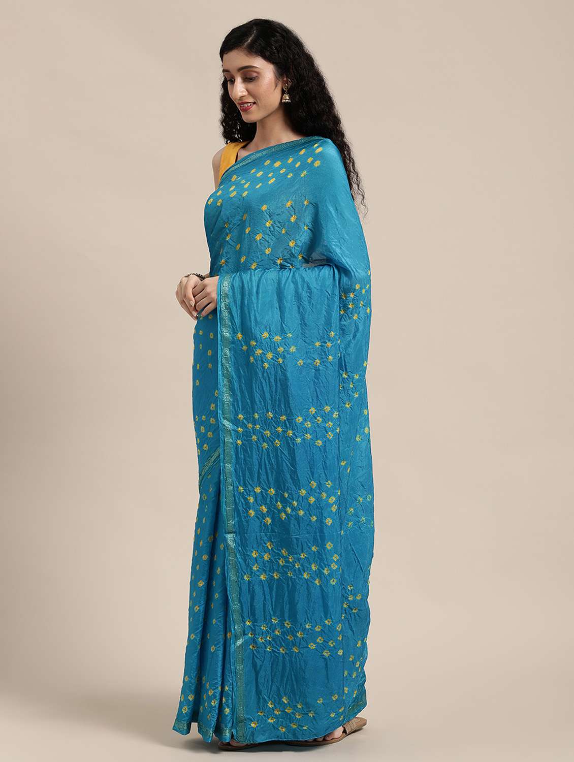 women's bandhani blue colored saree - 19779018 - Standard Image - 1