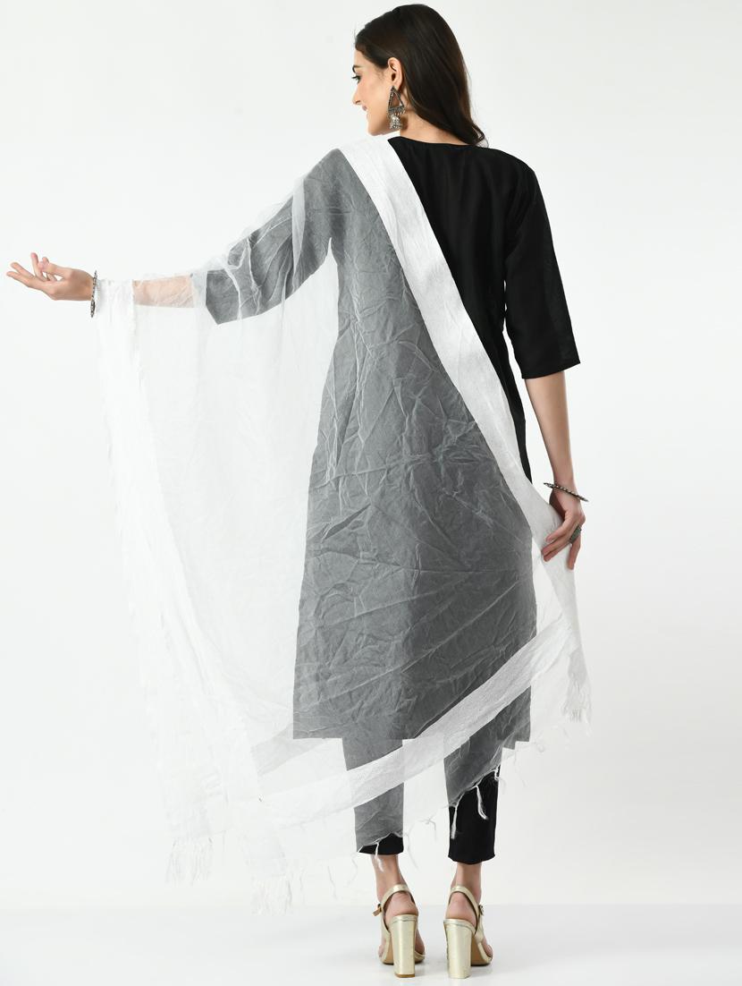 white plain dupatta - 19779134 - Standard Image - 1
