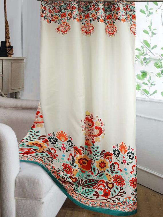 cortina designer eyelet printed home curtains
