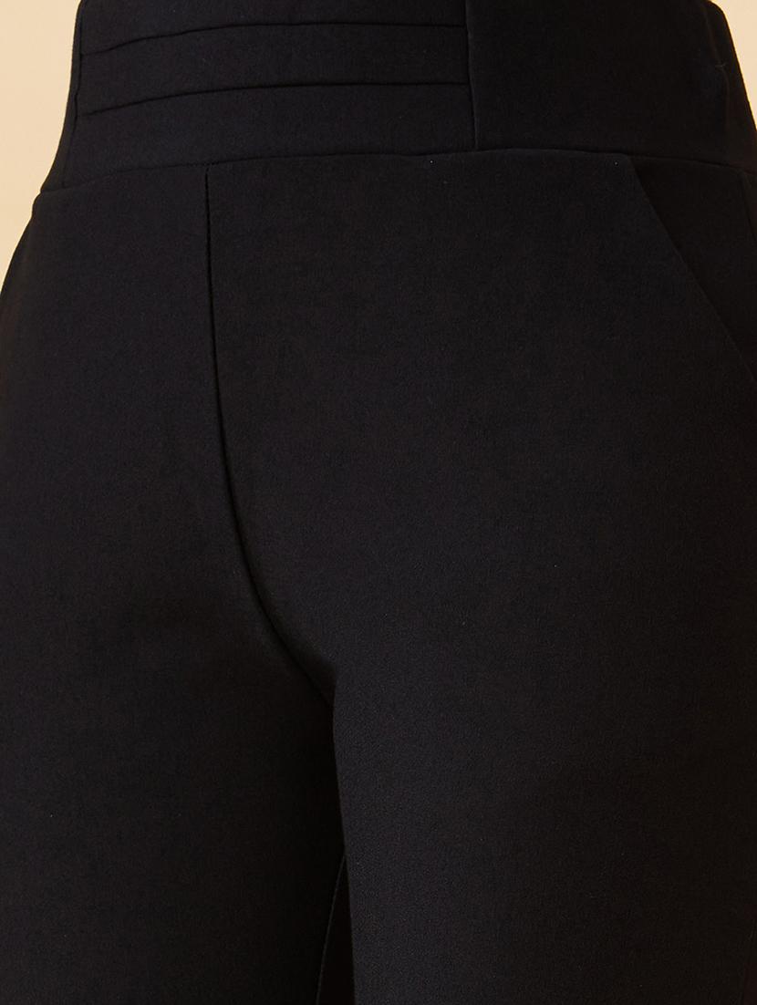 globus women black stretchable skinny fit workwear treggings with pockets - 19780366 - Standard Image - 4