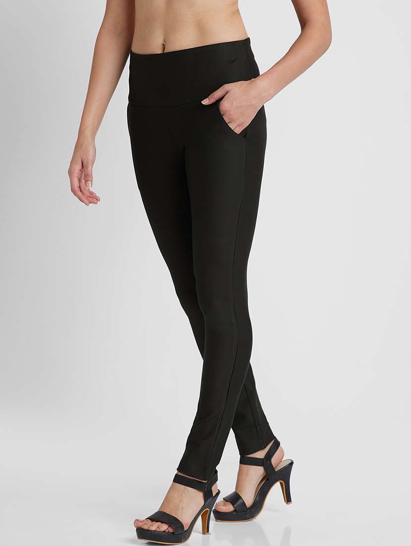 women olive viscose jeggings - 19780382 -  Standard Image - 1