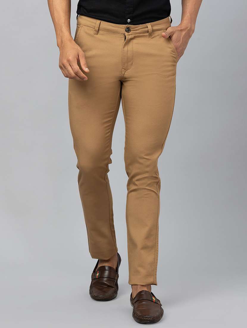 beige cotton blend chinos casual trousers