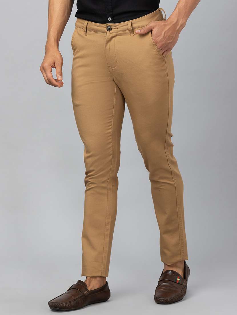beige cotton blend chinos casual trousers - 19780735 -  Standard Image - 1