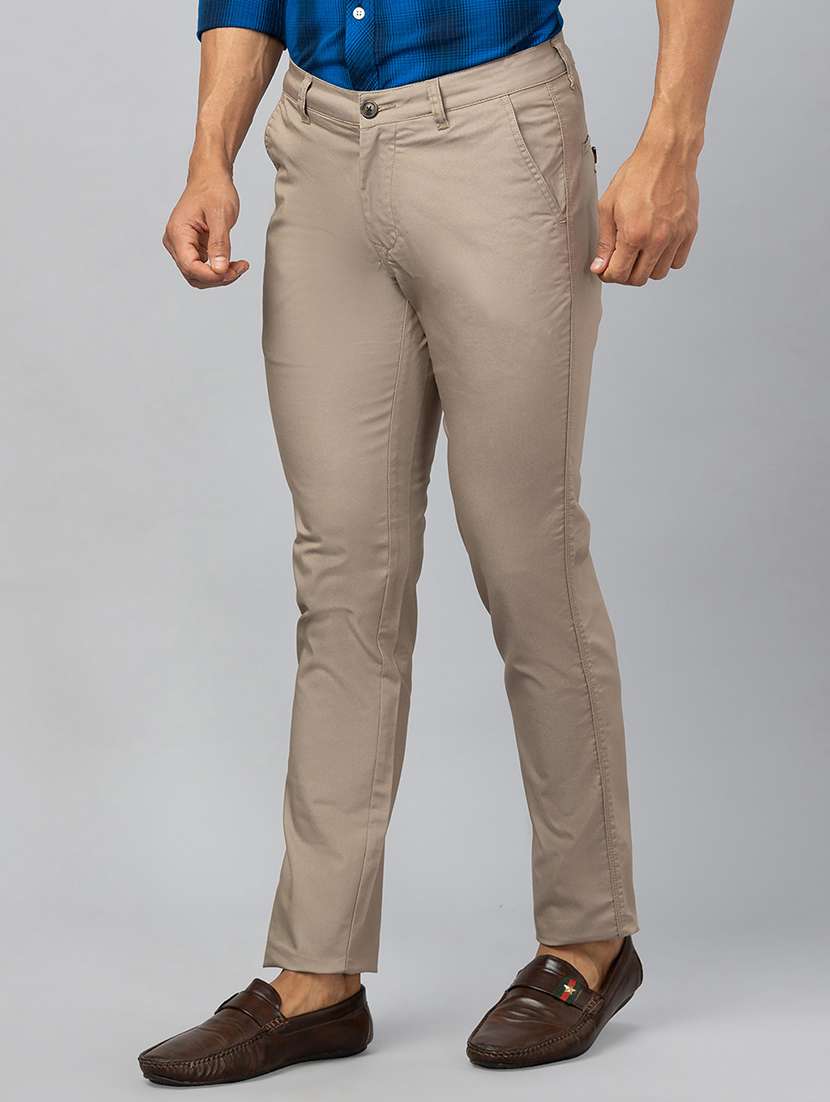 beige cotton blend chinos casual trouser - 19780736 -  Standard Image - 1