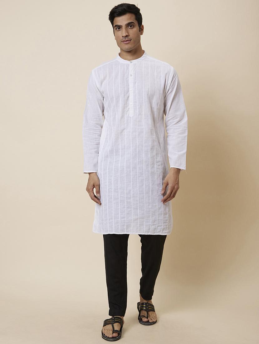 white cotton kurta - 19780741 -  Zoom Image - 0