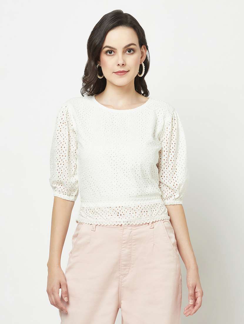 women's straight round neck top