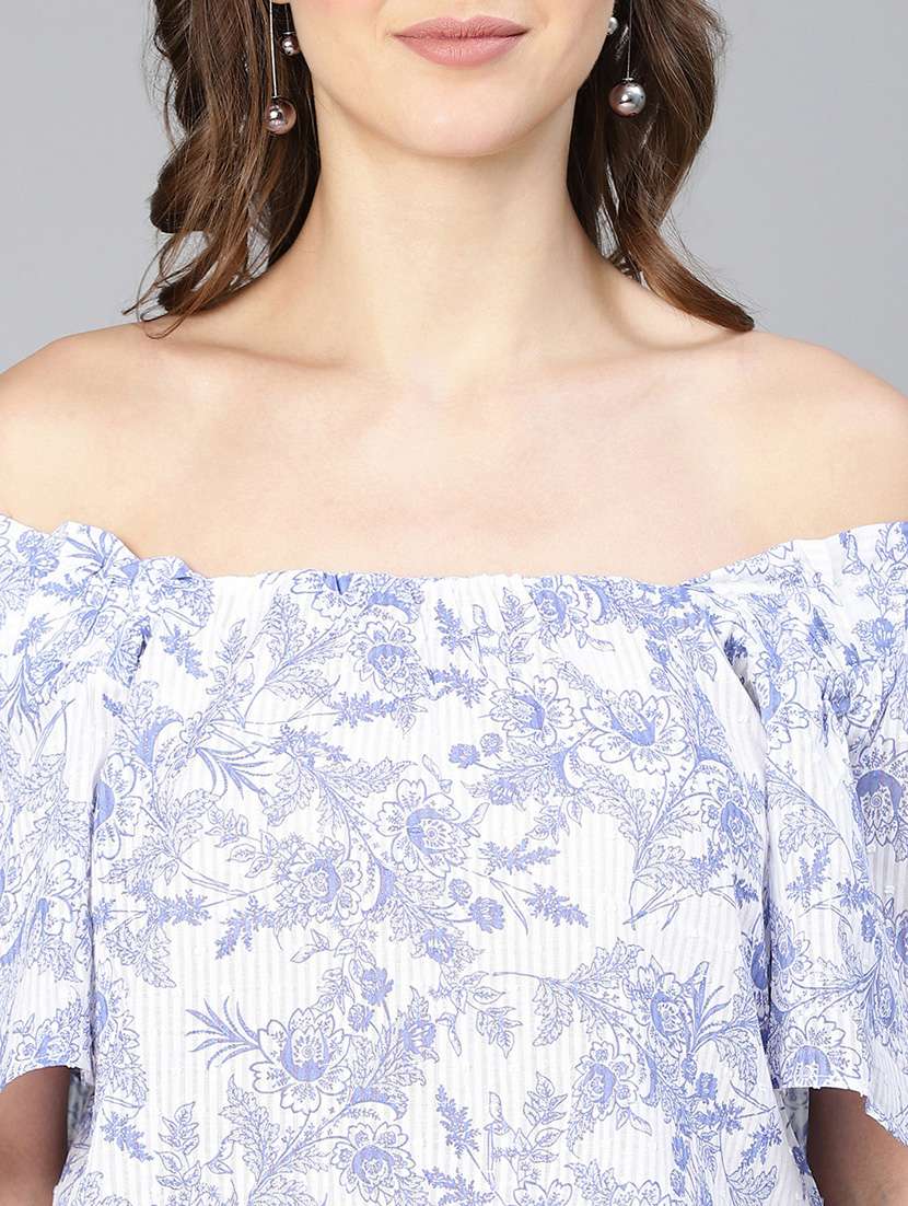 women white printed off shoulder top - 19780856 - Standard Image - 4