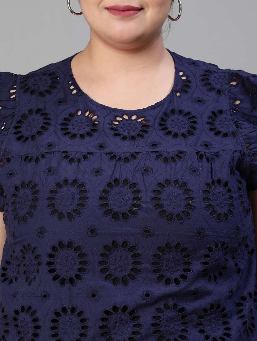 women's straight round neck top - 19780866 - Standard Image - 4