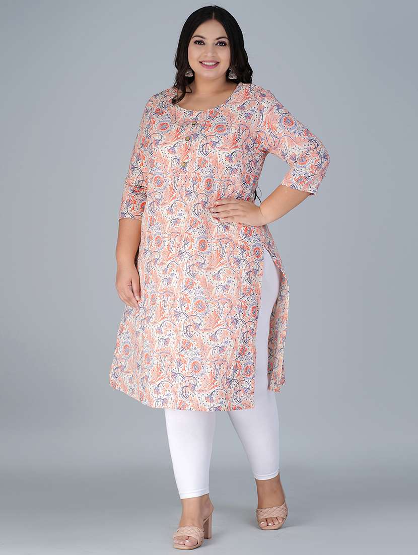 round neck printed straight kurta - 19781057 -  Standard Image - 1